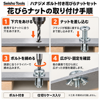 ハナジメ ボルト付き花びらナットセット
