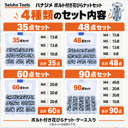 ハナジメ ボルト付き花びらナットセット