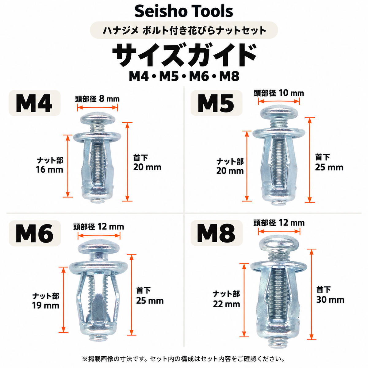 サイズガイド M4・M5・M6・M8