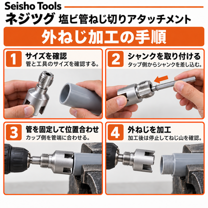 ネジツグ 塩ビ管ねじ切りアタッチメント