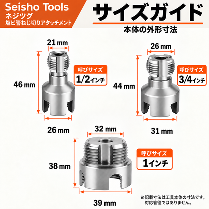 ネジツグ 塩ビ管ねじ切りアタッチメント