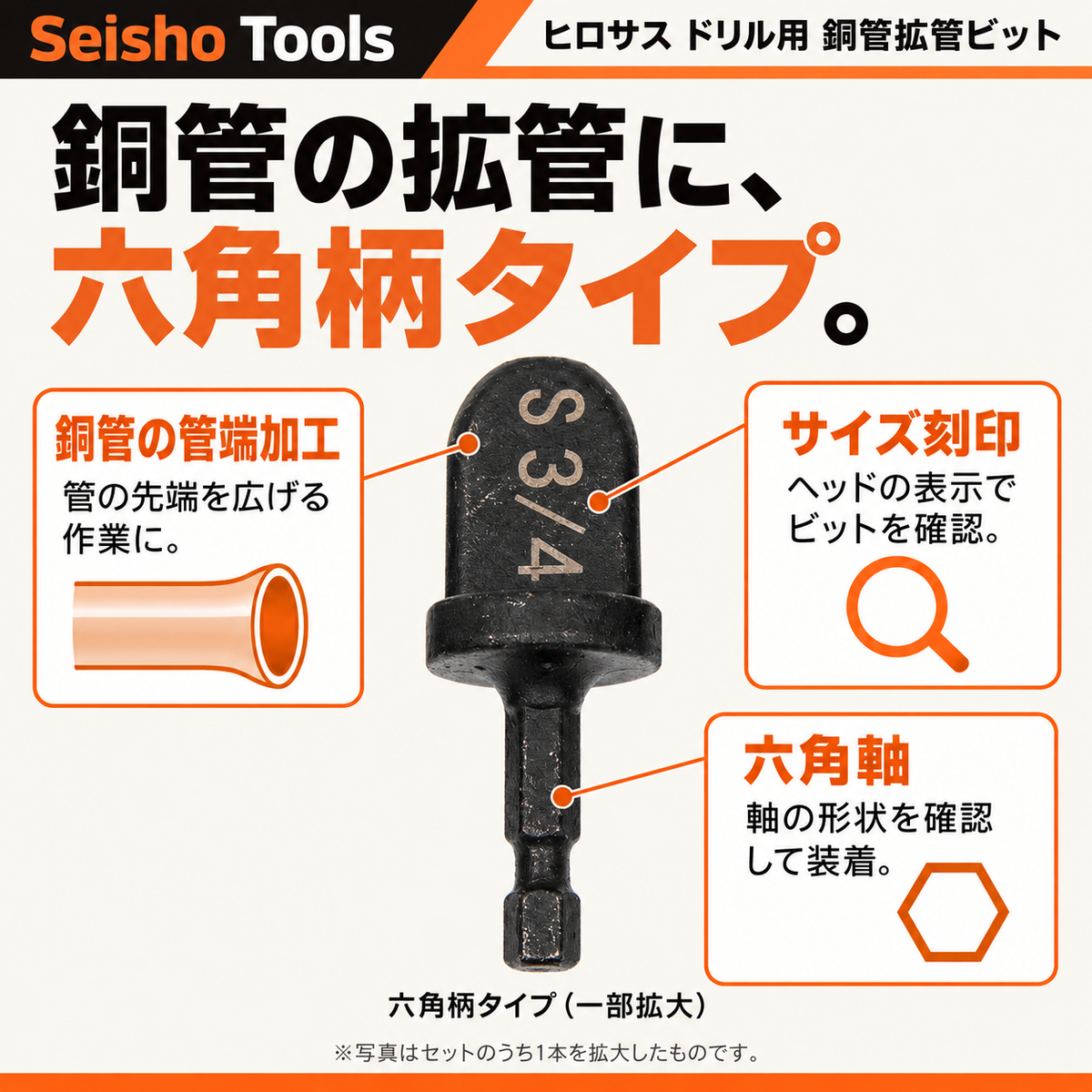 ヒロサス ドリル用 銅管拡管ビット