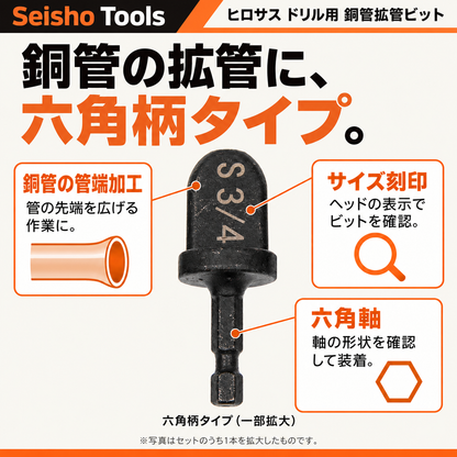 ヒロサス ドリル用 銅管拡管ビット