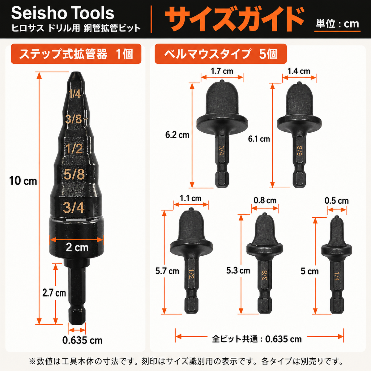 サイズガイド（ステップ式・ベルマウス）